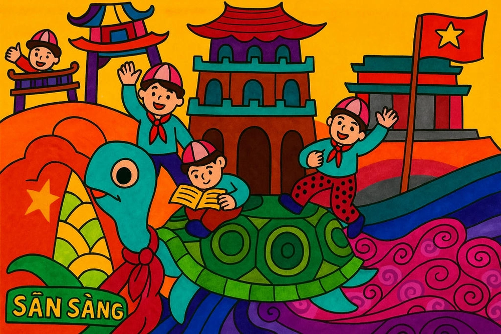 hình vẽ chủ đề vẽ tranh em yêu hà nội 