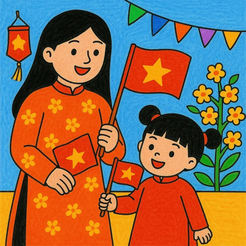 vẽ tranh em yêu tổ quốc việt nam đơn giản dễ làm 
