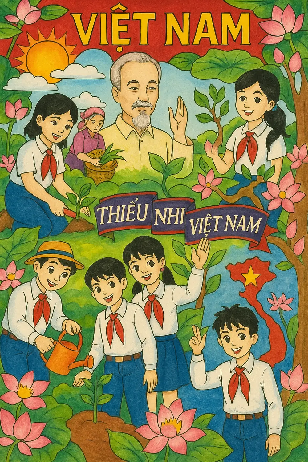 tranh chủ đề em yêu tổ quốc việt nam sáng tạo 