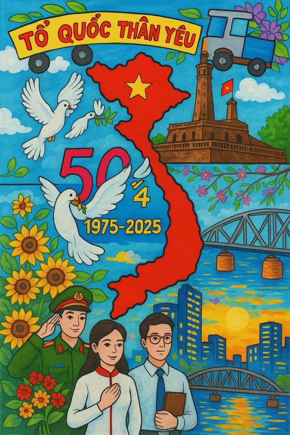 vẽ tranh em yêu tổ quốc