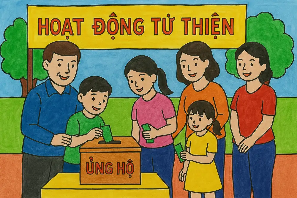 tranh vẽ gia đình 6 người đơn giản. 