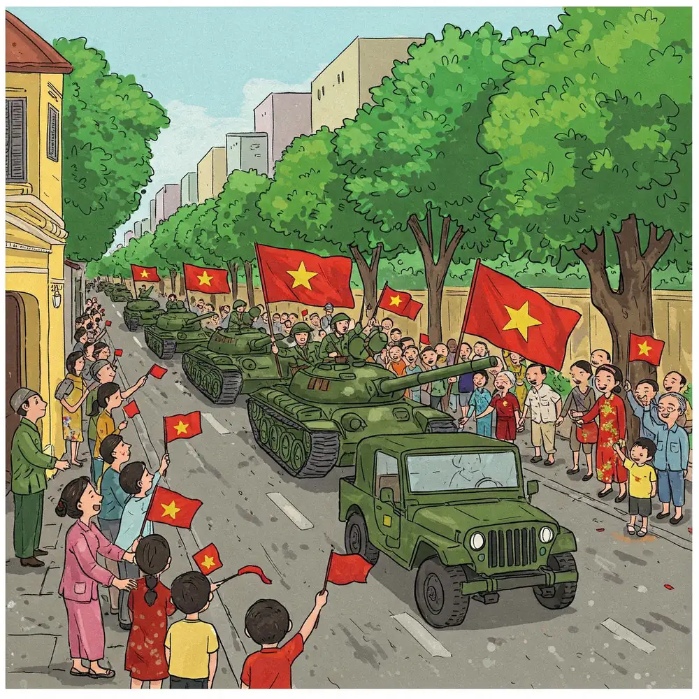 tranh học sinh vẽ 30/4 