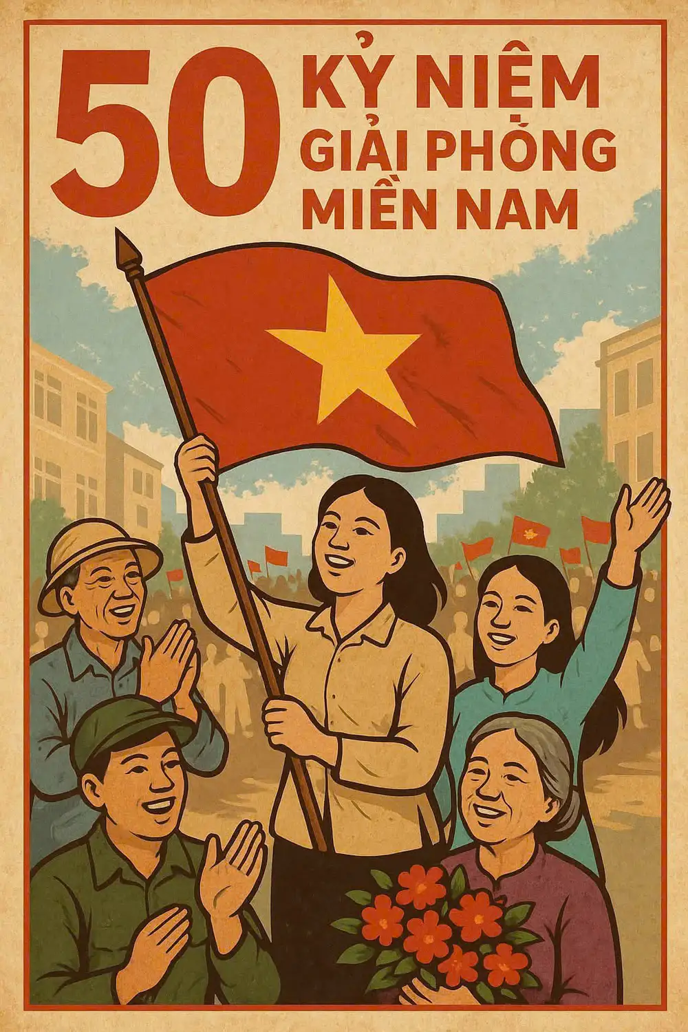 tranh mừng ngày giải phóng miền nam 