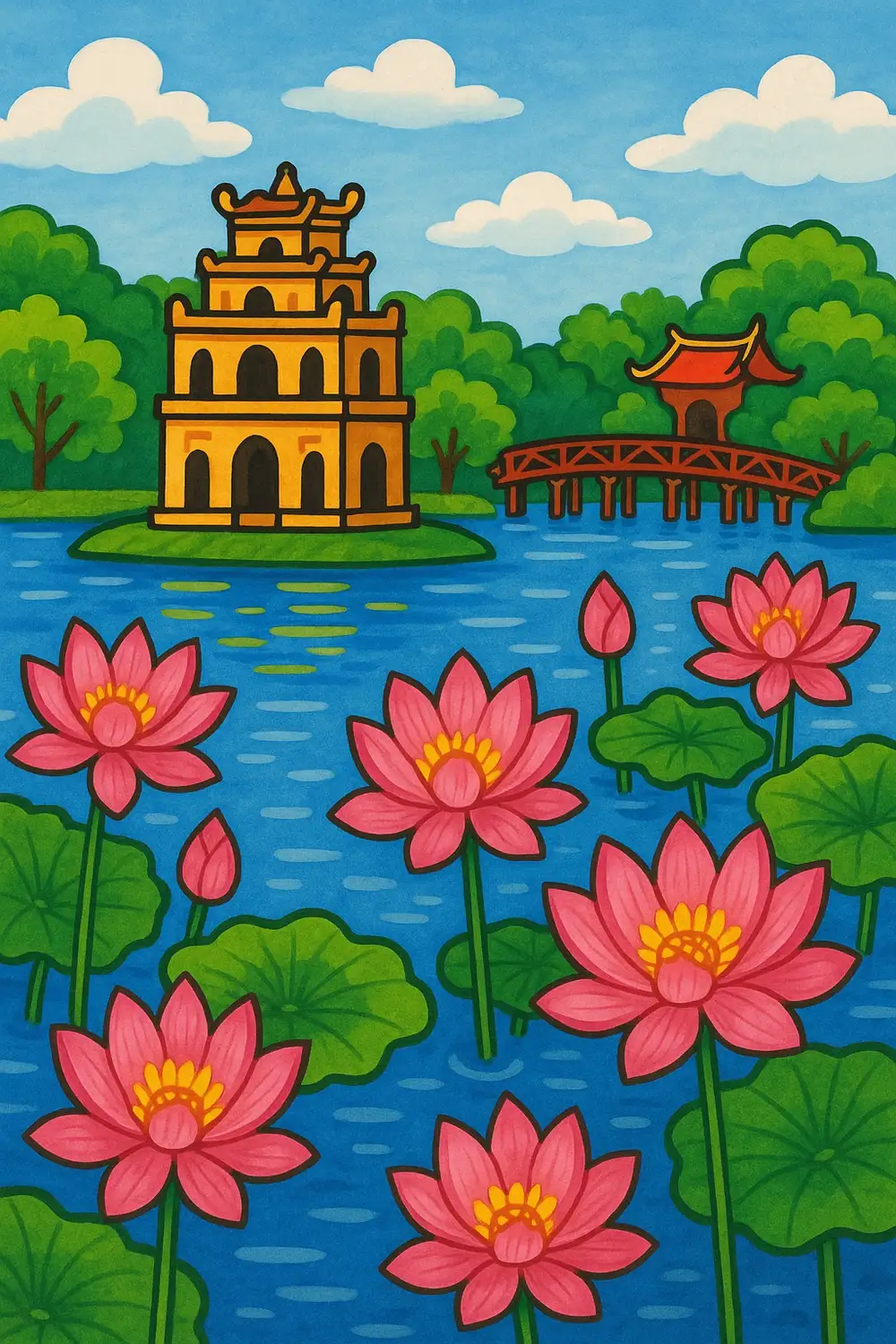 tranh hồ gươm của bé mầm non 
