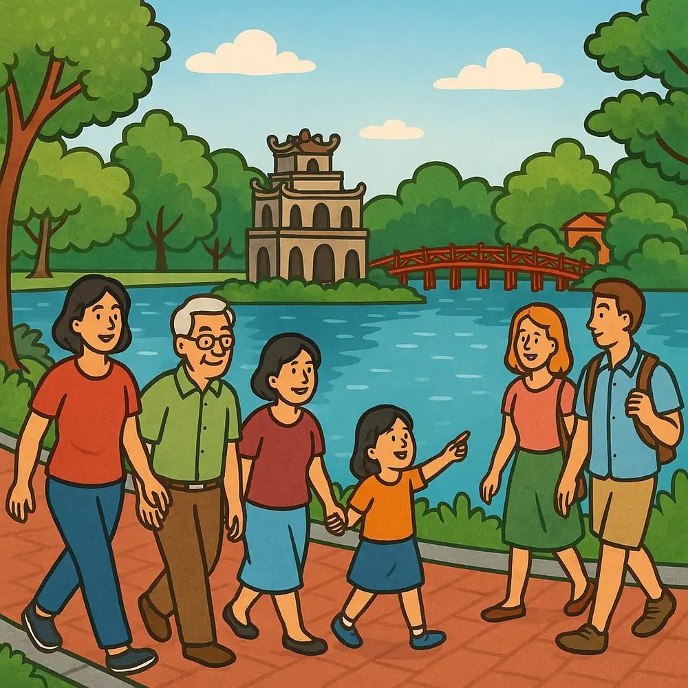 hình vẽ hồ gươm đơn giản 