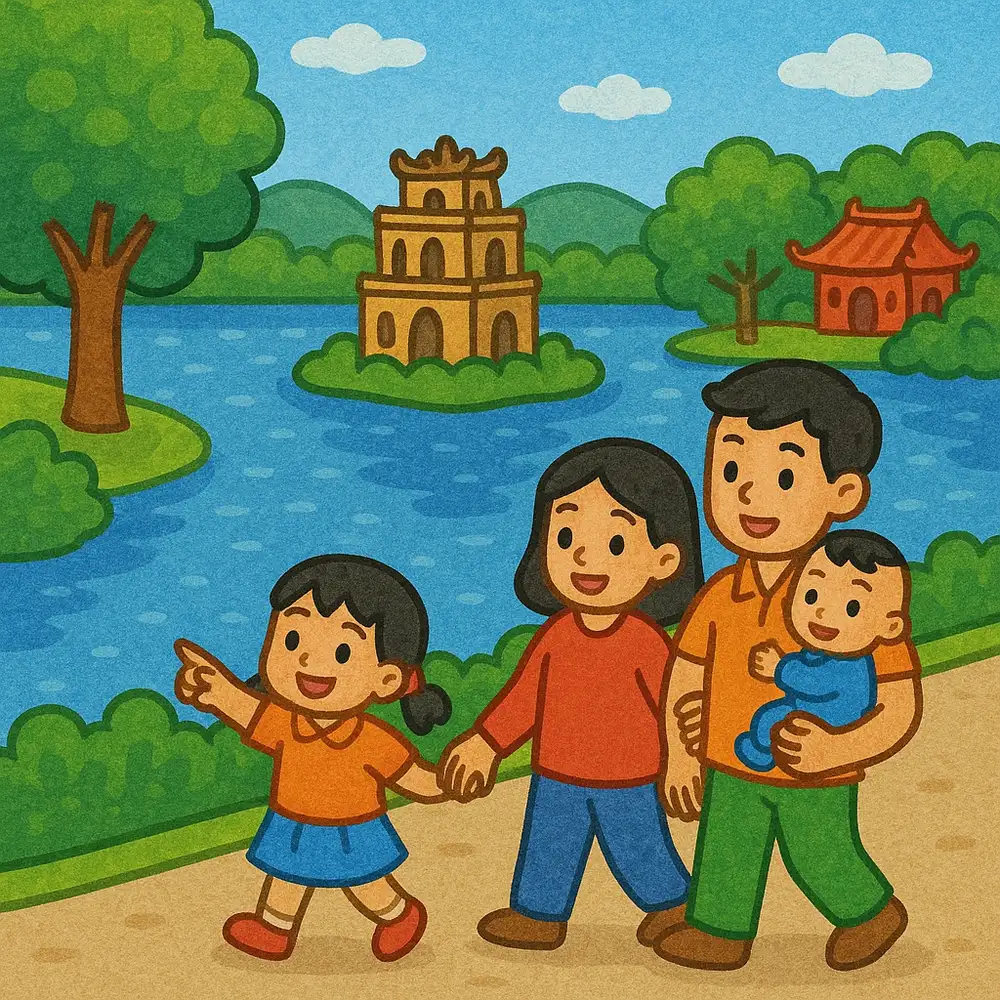học sinh vẽ tranh hồ gươm 