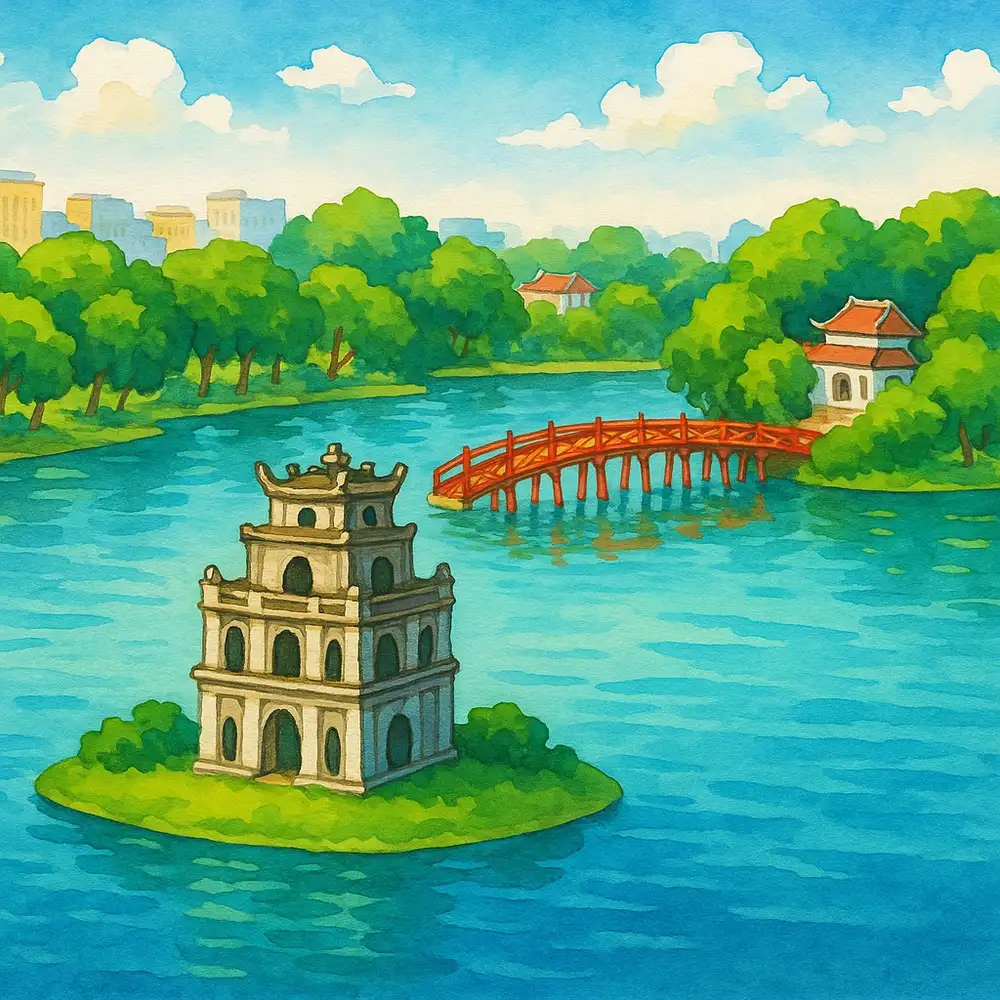 tranh vẽ hồ gươm đẹp 