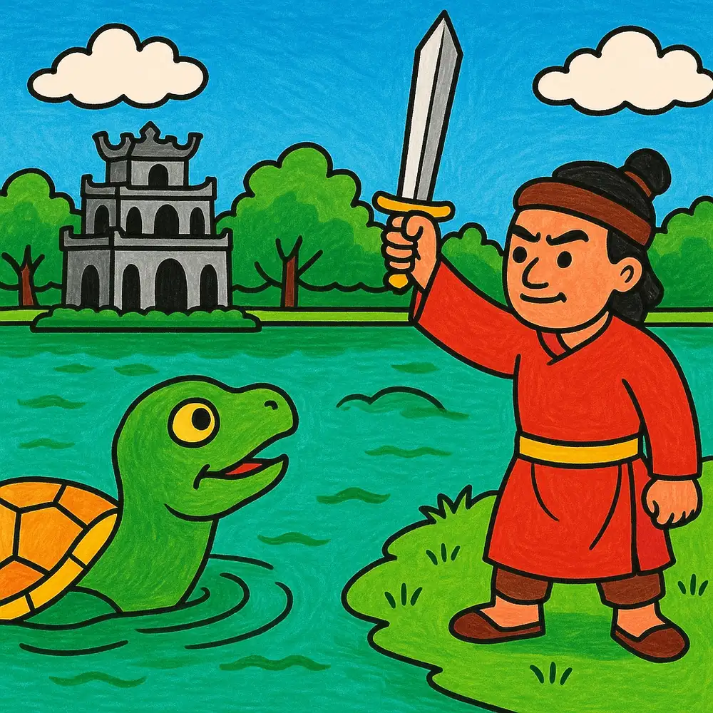 vẽ tranh sự tích hồ gươm 
