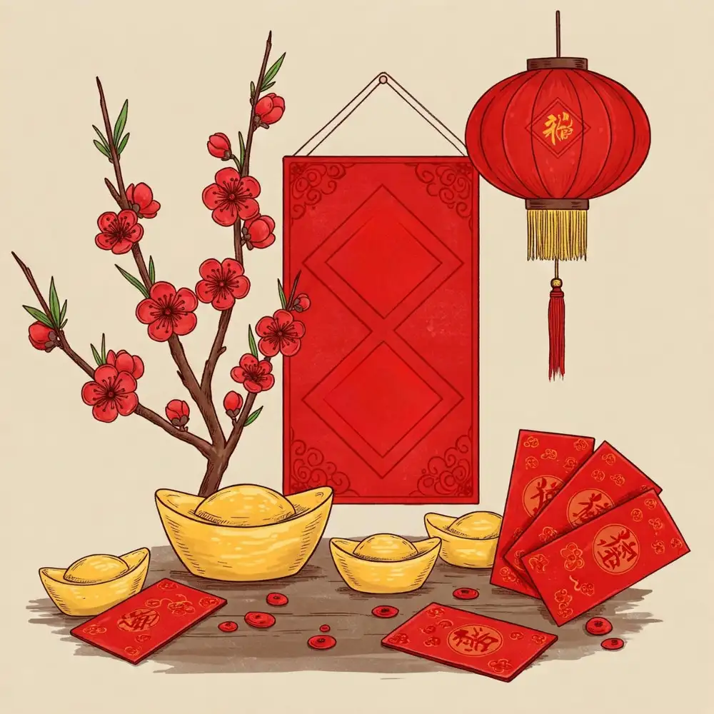 tranh vẽ hoa đào và hoa anh đào 