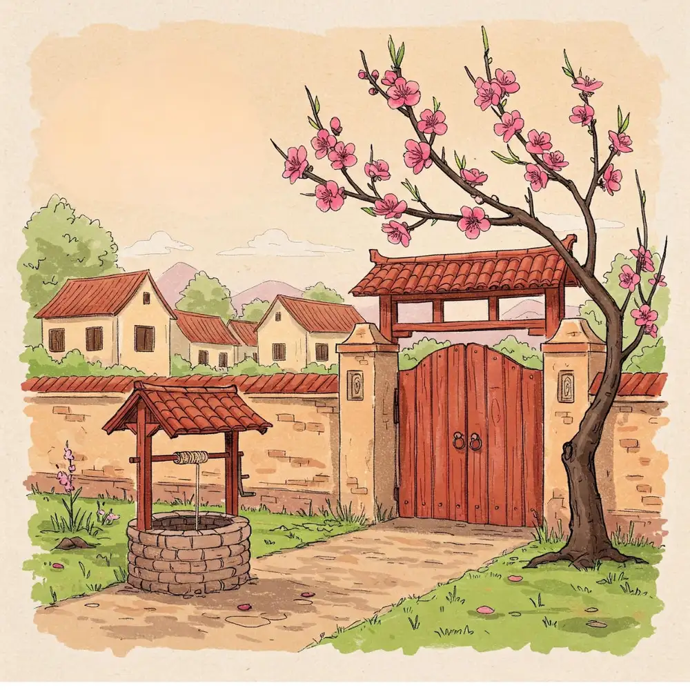 tranh vẽ hoa đào xứ Lạng mùa xuân 