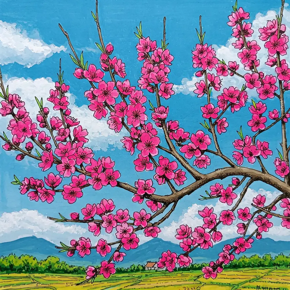 Cách chọn tranh hoa đào theo từng không gian sống