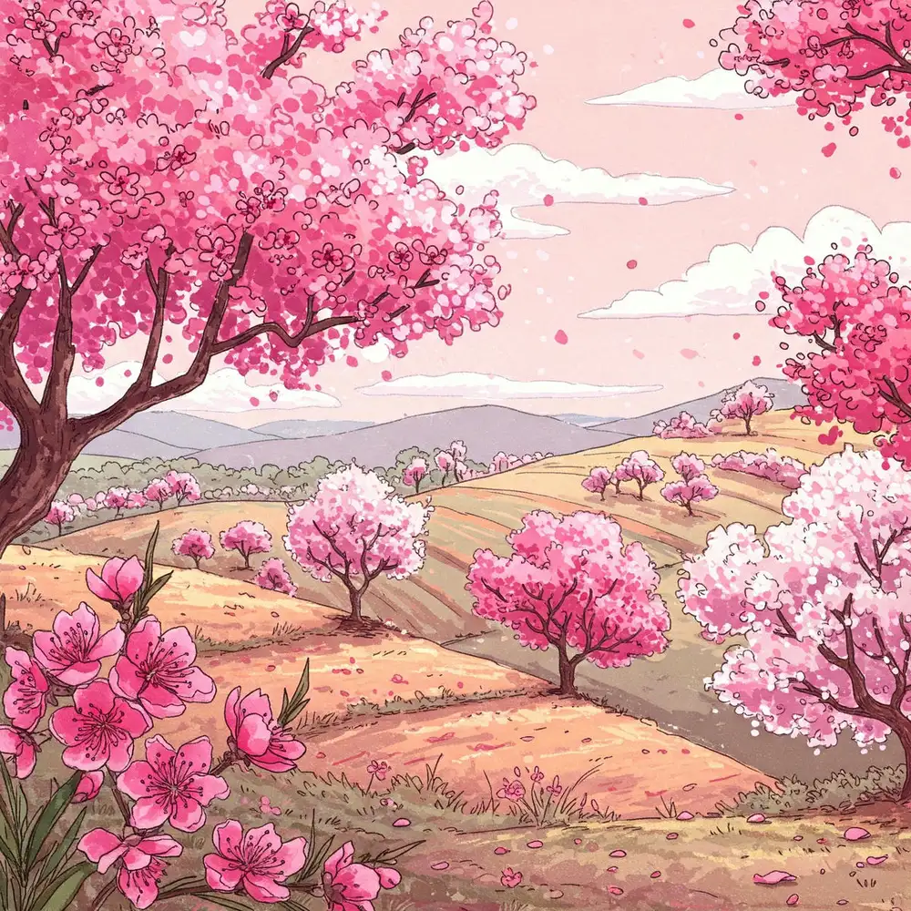 vẽ tranh hoa anh đào và núi Phú Sĩ 