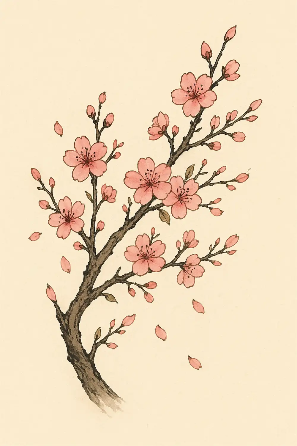 vẽ tranh hoa đào và cảnh sắc mùa xuân 