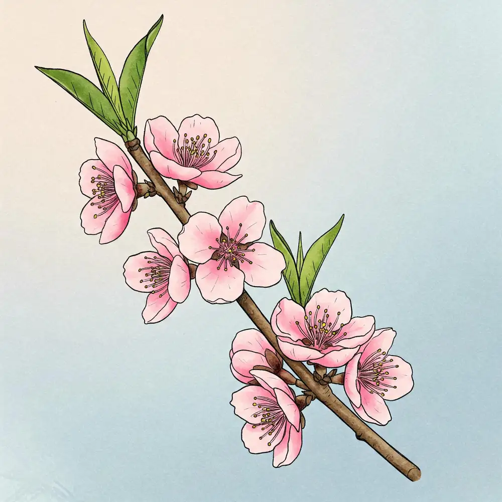 tranh vẽ hoa đào và phong cảnh xứ Lạng Tết 