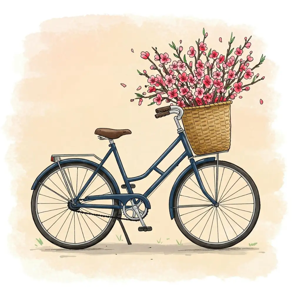 tranh vẽ hoa đào đẹp 