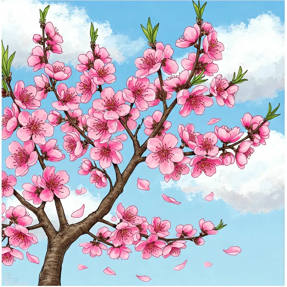 tranh vẽ hoa đào 