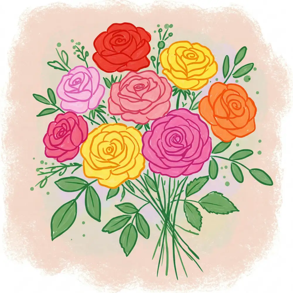 hình vẽ hoa hồng đơn giản cho học sinh