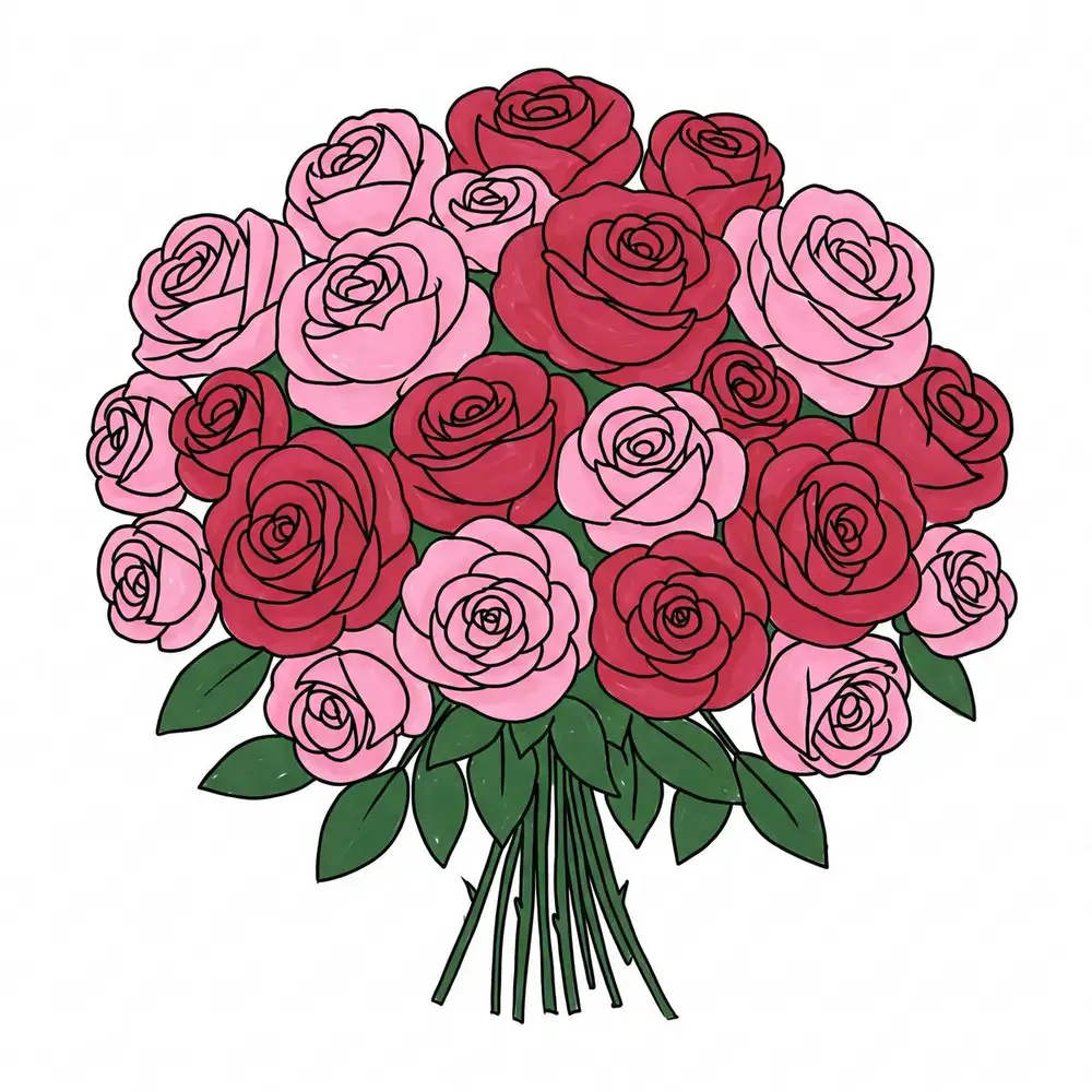 tranh vẽ hoa hồng đầy màu sắc