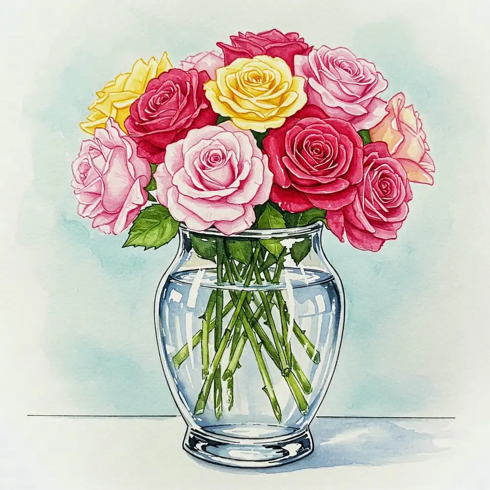 hình vẽ hoa hồng đơn giản đẹp