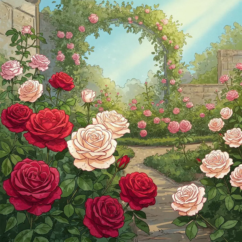 vẽ tranh tường hoa hồng leo