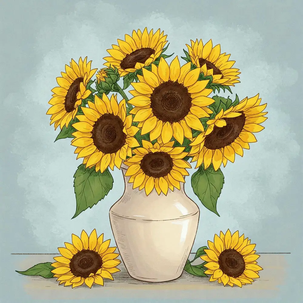 vẽ tranh hoa hướng dương dễ dàng cho học sinh