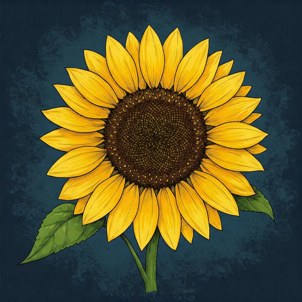 tranh vẽ hoa hướng dương trong phong cảnh tự nhiên