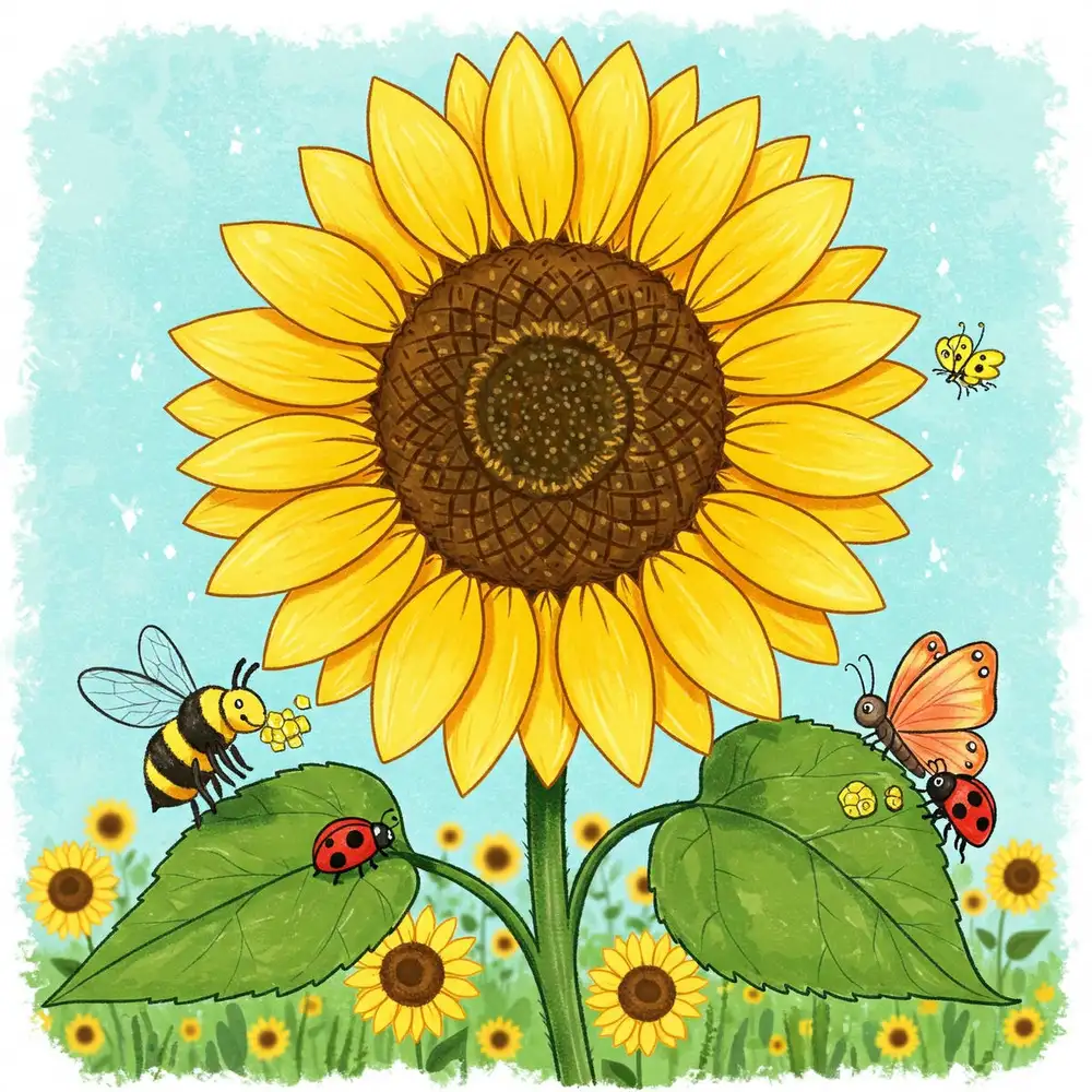 hình vẽ hoa hướng dương chi tiết