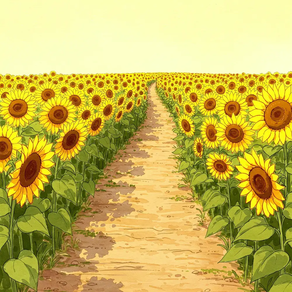 vẽ tranh hoa hướng dương với sắc vàng rực rỡ