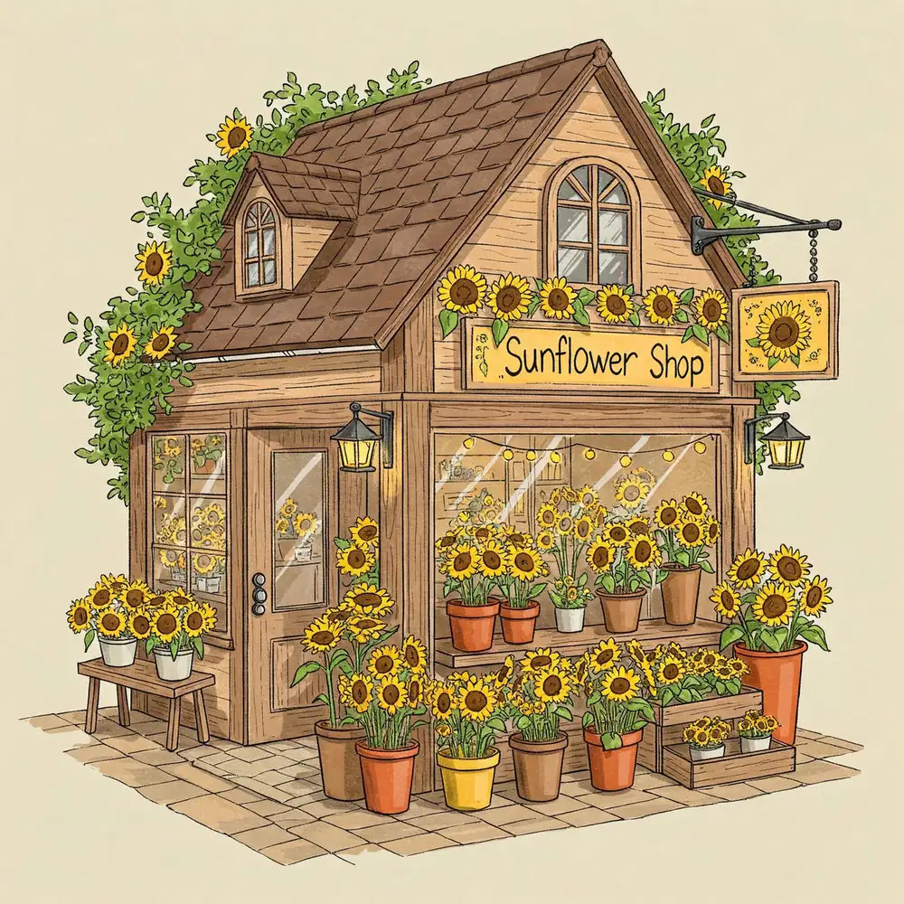 tranh vẽ hoa hướng dương trong vườn