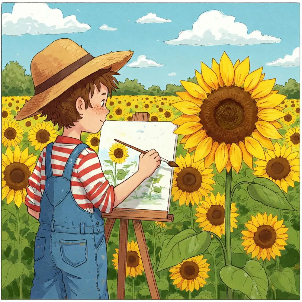 hình vẽ hoa hướng dương trong cảnh vật thiên nhiên