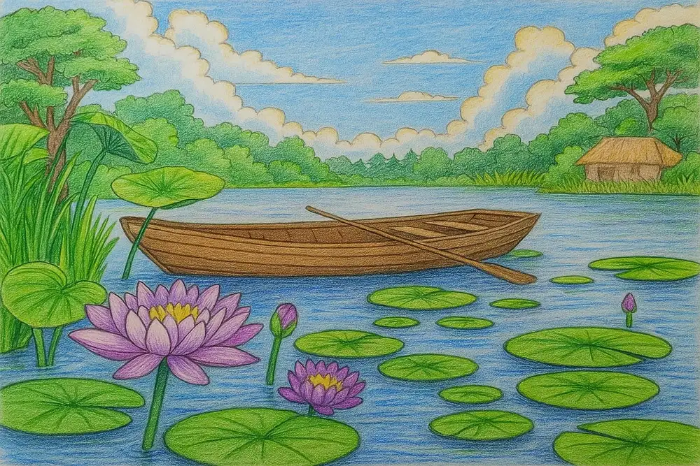 hoa sen tranh vẽ đẹp 