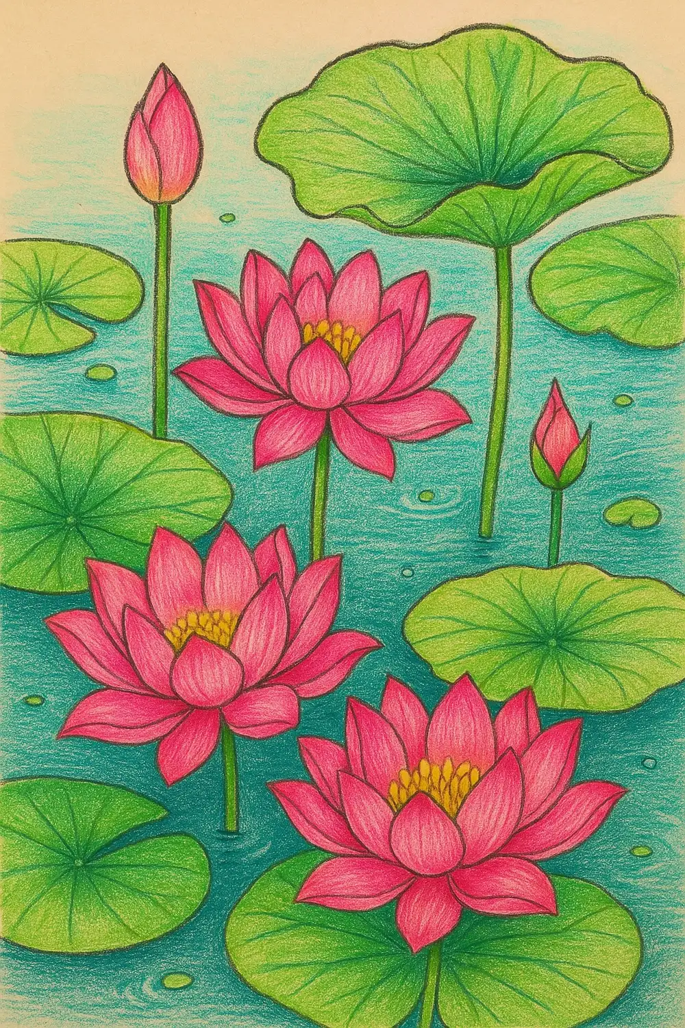 hoa sen tranh vẽ phong thủy 