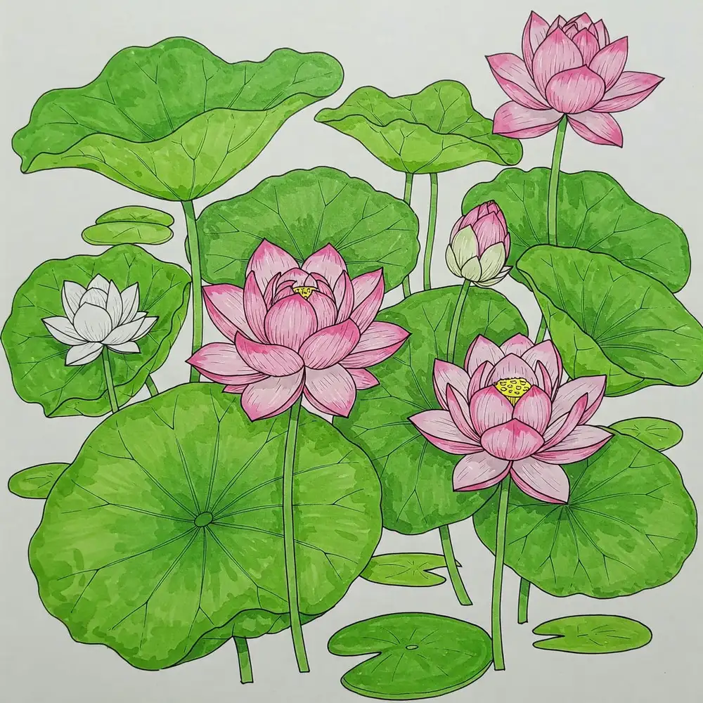 hoa sen tranh vẽ 
