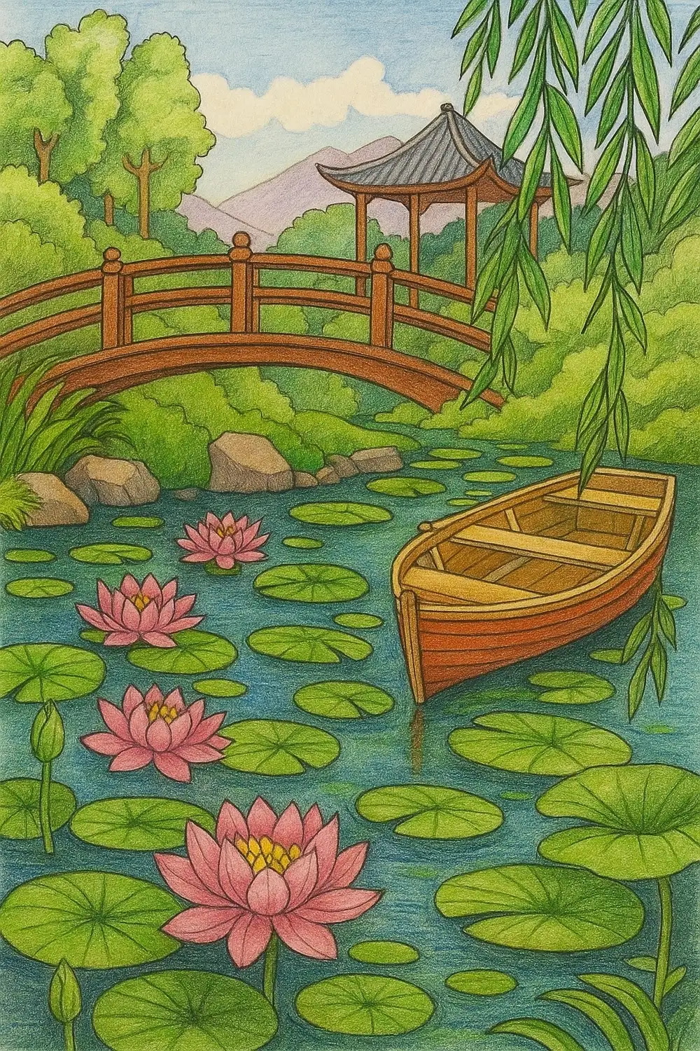 hoa sen tranh vẽ ấn tượng 