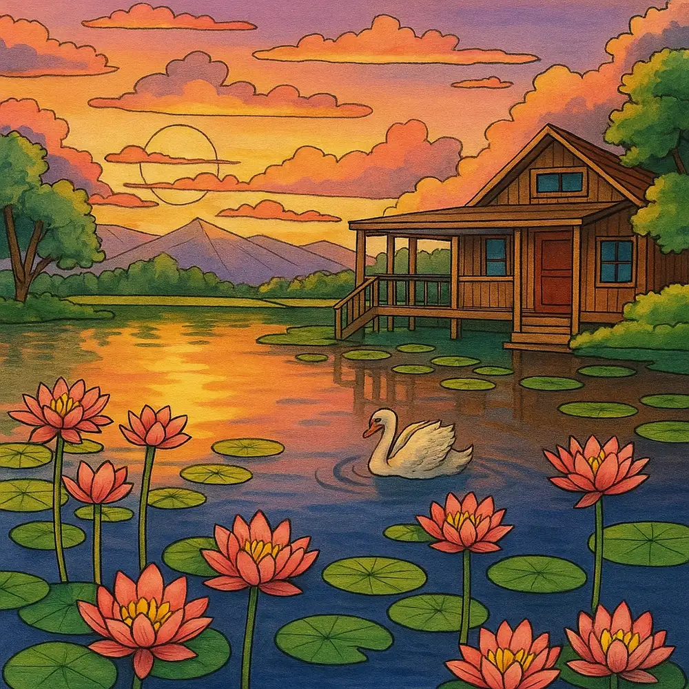 tranh vẽ hoa sen đẹp mắt 