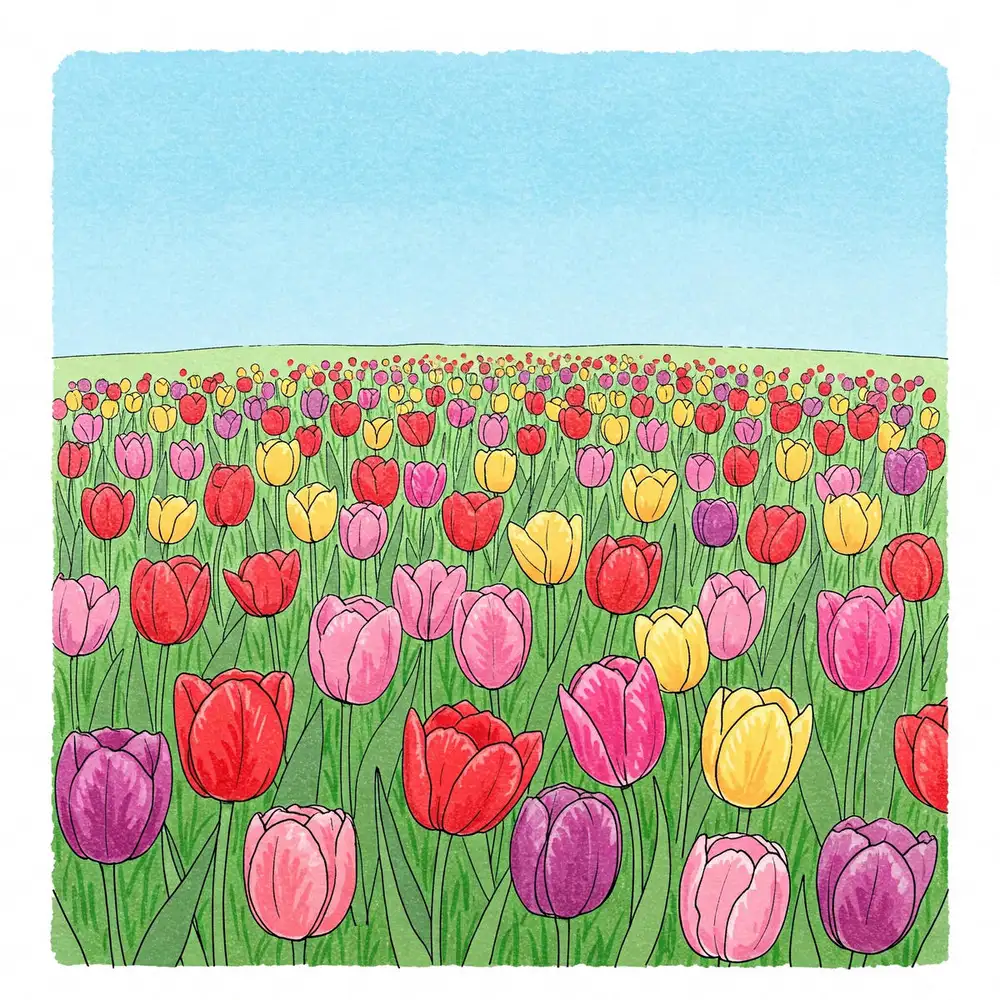 hình vẽ hoa tulip mềm mại thanh lịch 