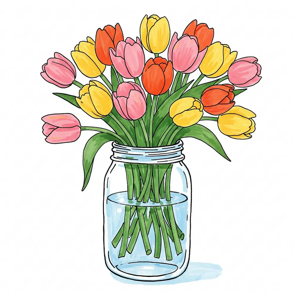 hình vẽ hoa tulip truyền cảm hứng nghệ thuật 