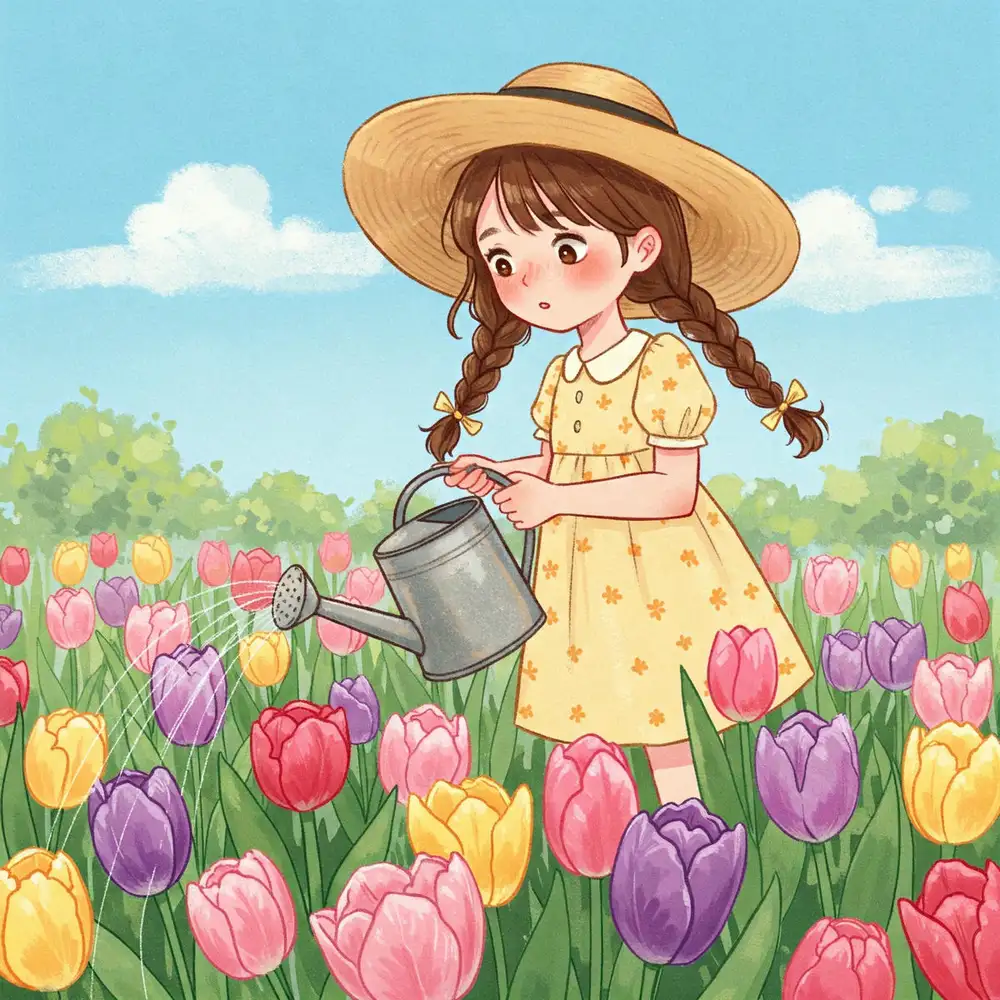 tranh vẽ hoa tulip đơn giản trẻ trung và hiện đại 