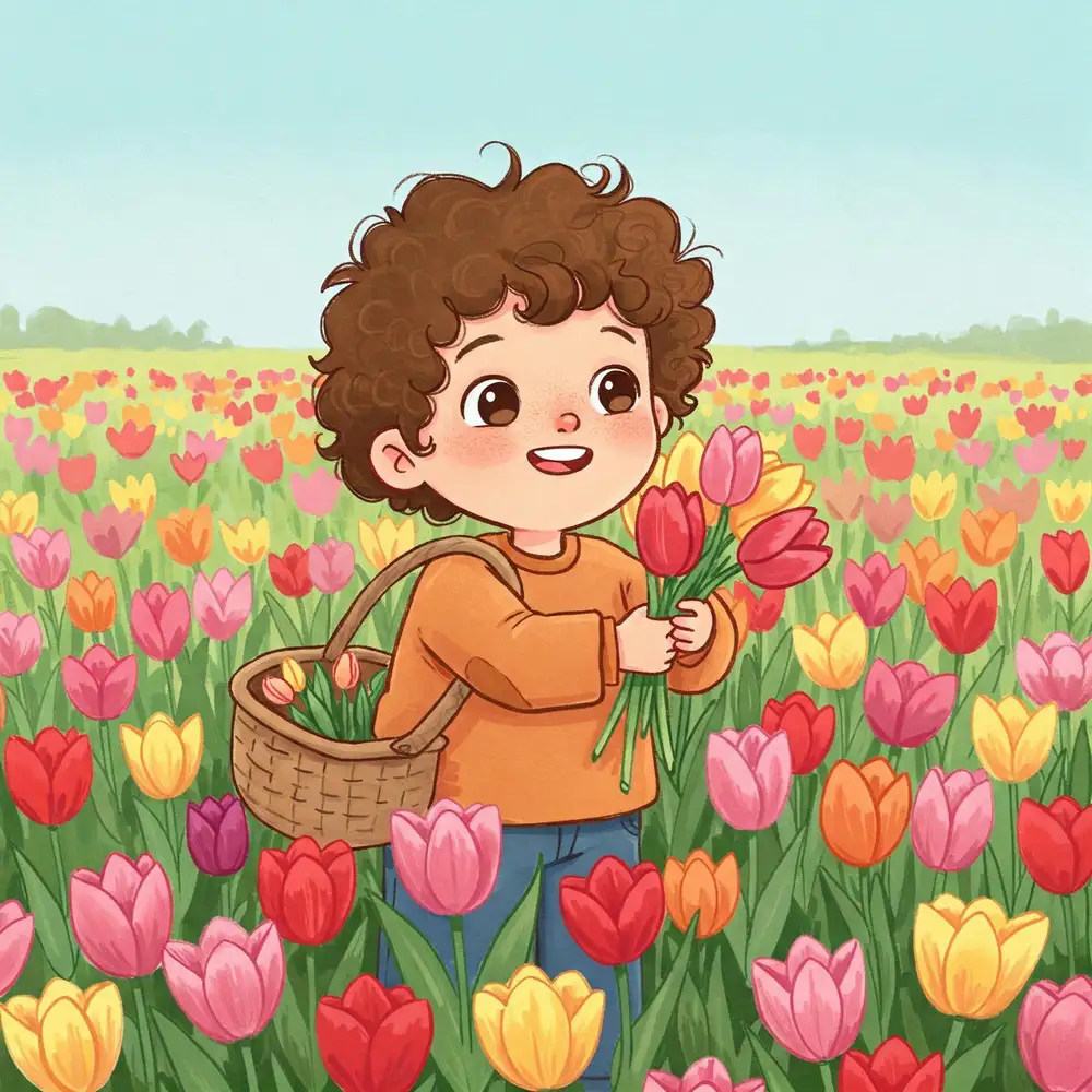 tranh vẽ hoa tulip đơn giản sắc nét trong từng nét cọ