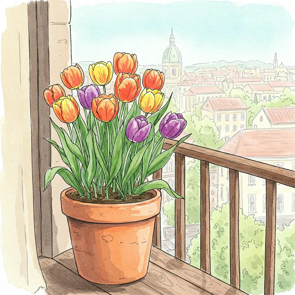 vẽ tranh phong cảnh hoa tulip hoang dã tươi vui 