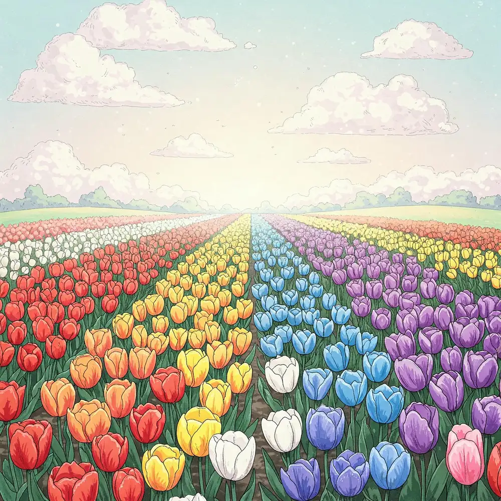 tranh vẽ hoa tulip độc đáo rực rỡ sắc màu 
