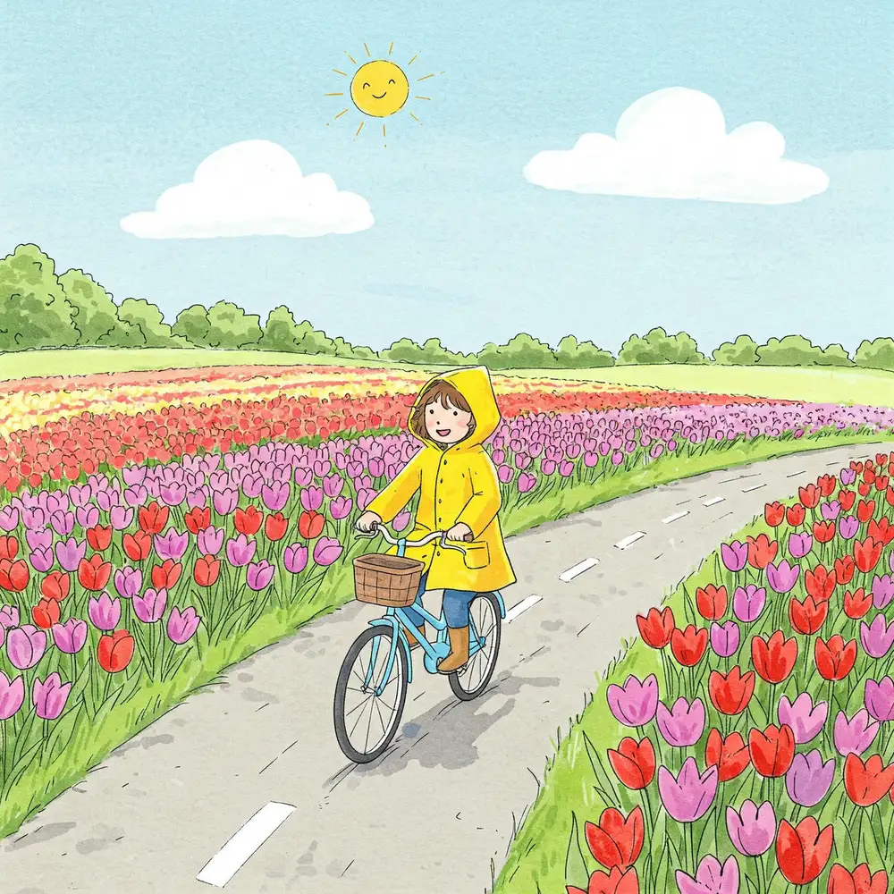 hoa tulip tranh vẽ nổi bật với màu sắc hài hòa 