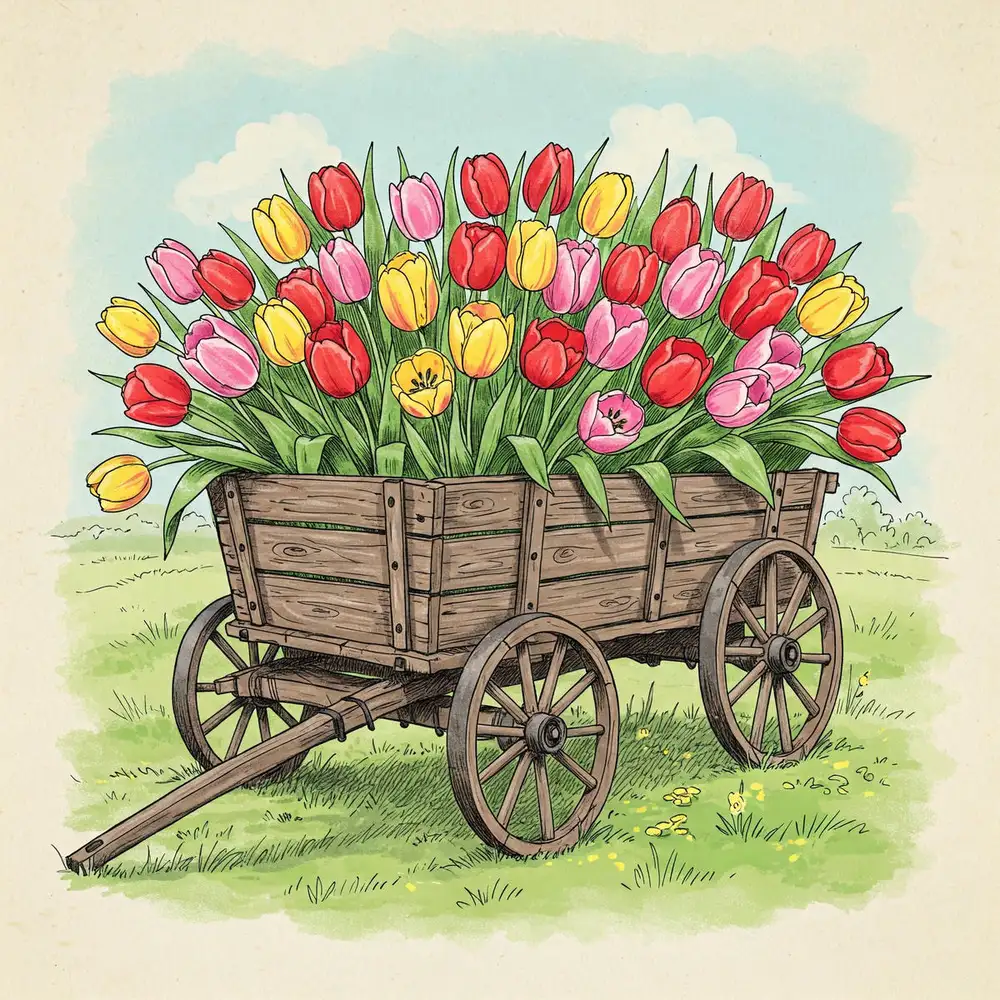 vẽ tranh hoa tulip cute vui mắt