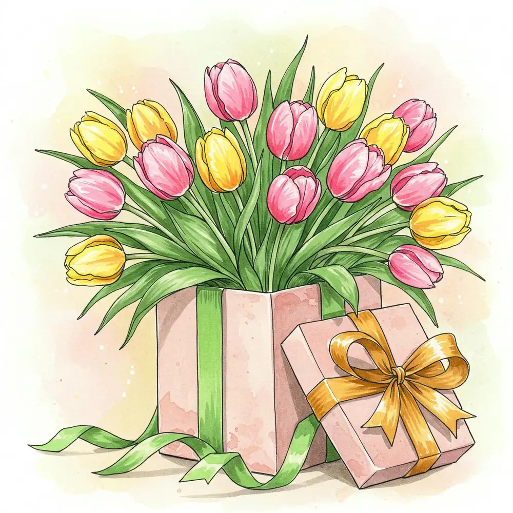 hoa tulip tranh vẽ đẹp mê hồn lãng mạn 