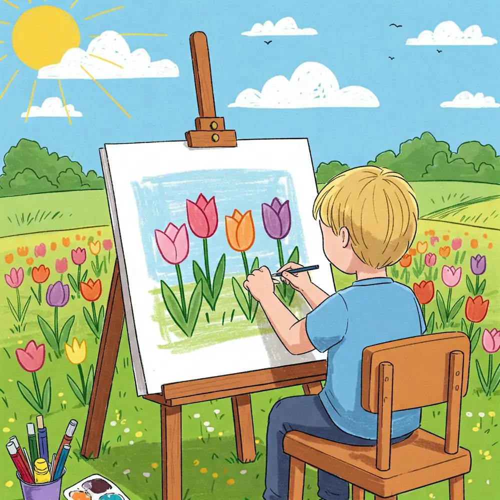 vẽ tranh hoa tulip sáng tạo đầy cảm hứng 