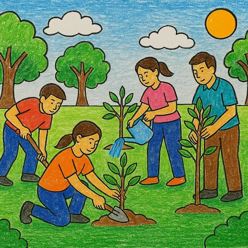 tranh vẽ hoạt động cộng đồng 