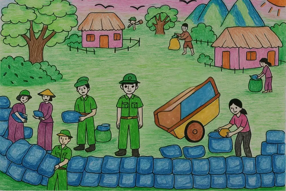 tranh vẽ chung tay xây dựng khu phố 