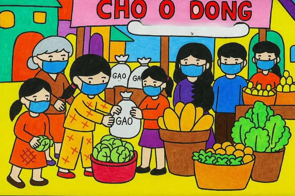 tranh hoạt động tình nguyện mùa hè xanh 
