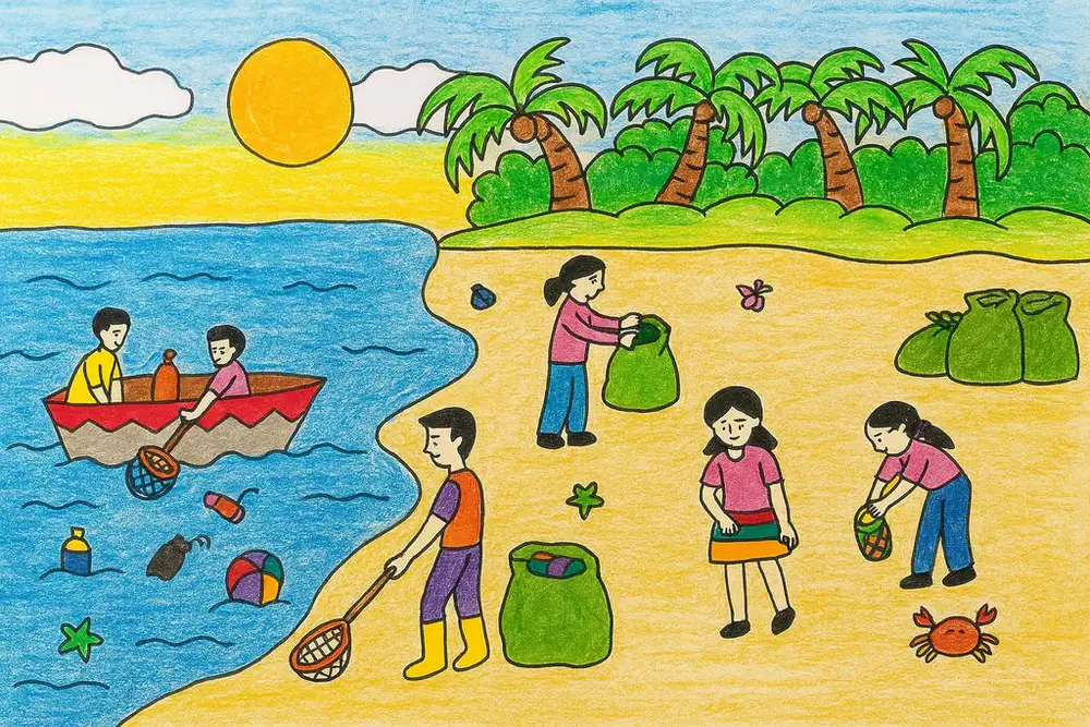 tranh vẽ lớp 4 về cộng đồng 
