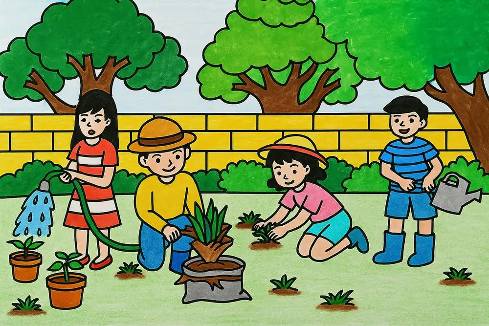 vẽ tranh cộng đồng đơn giản 